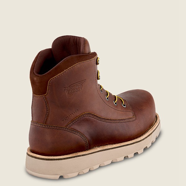 Mens Red Wing Traction Tred Lite - 6-inch Waterproof Toe - Safety Boots Brown - YML326785